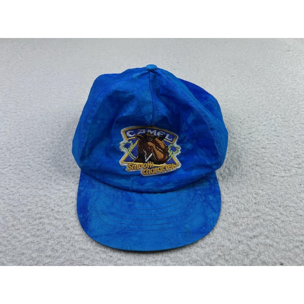 Vintage Camel Joe Camel Hat Cap Snap Back Blue Smooth Character Mens 90s Nylon